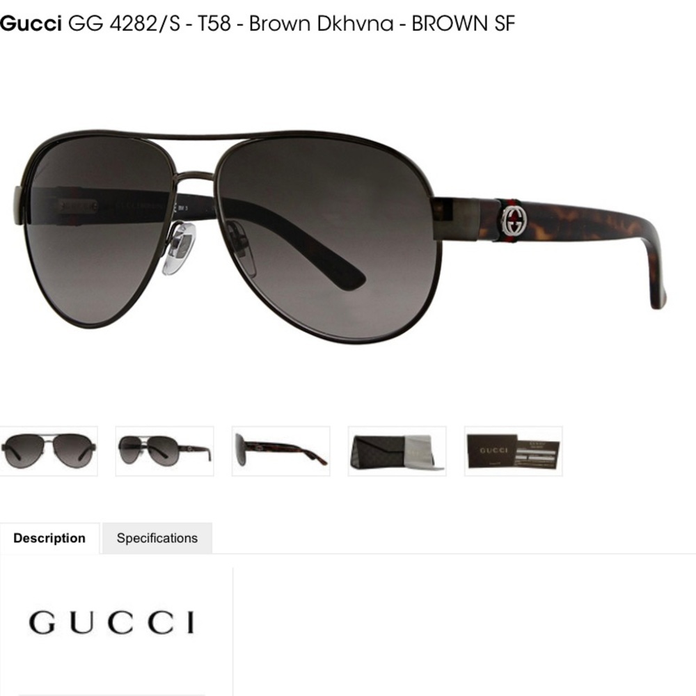 Gucci Brown Aviator Sunglasses Vintage